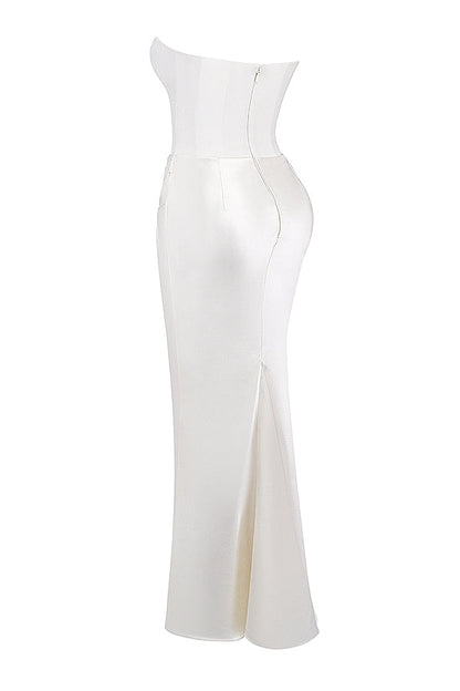 Damen Trägerloses Maxikleid Elegant Lang Feminin