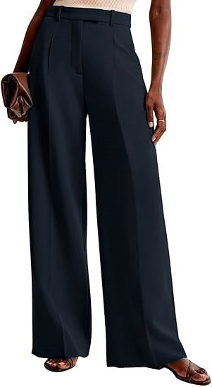 Damen Bundfaltenhose Weites Bein