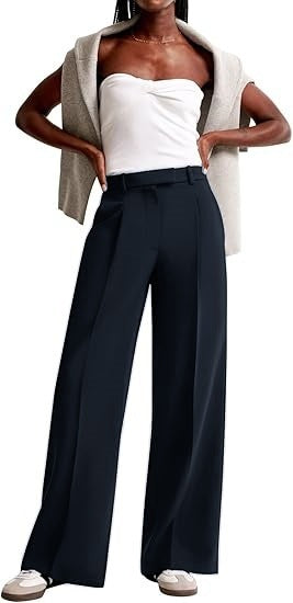 Damen Bundfaltenhose Weites Bein