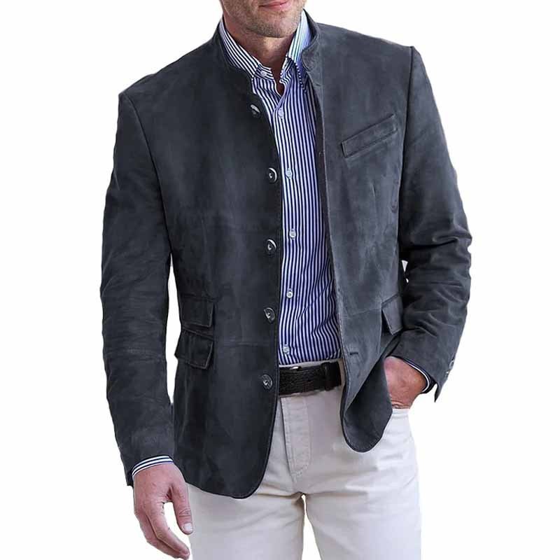 Herren Sakko Lederoptik Stehkragen
