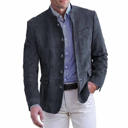 Herren Sakko Lederoptik Stehkragen