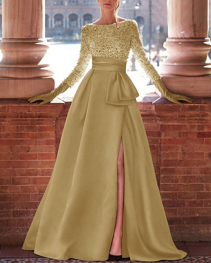 Eveloria Damen Abendkleid Schimmernd V-Ausschnitt Seiden