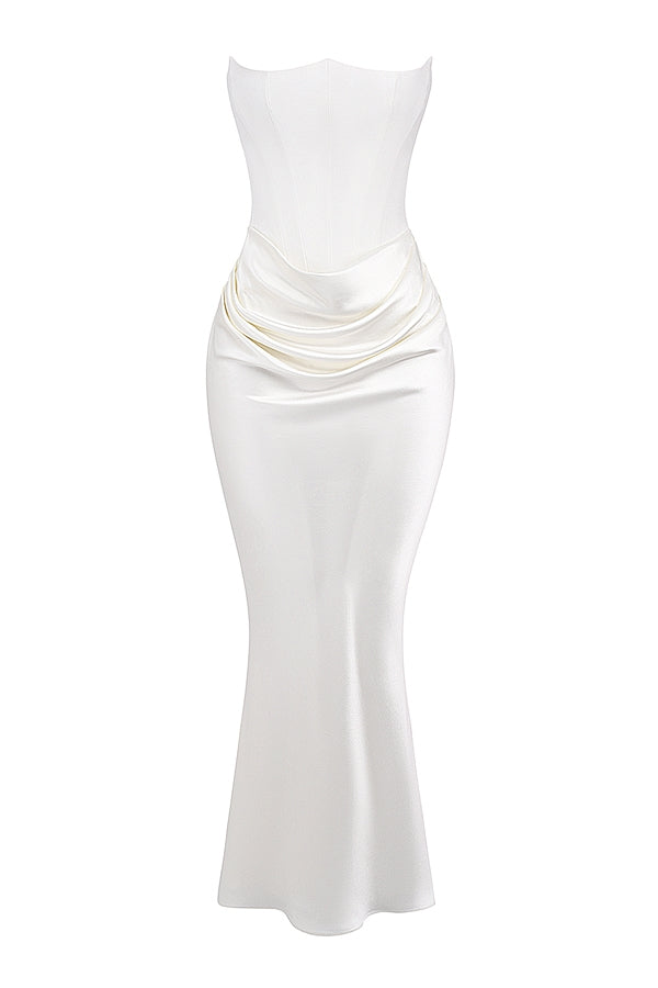 Damen Trägerloses Maxikleid Elegant Lang Feminin