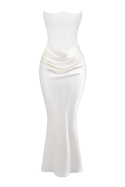 Damen Trägerloses Maxikleid Elegant Lang Feminin