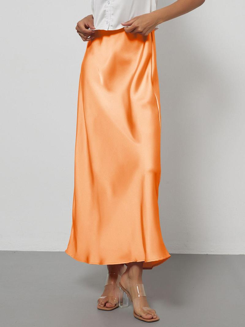 Damen Satin Midi Rock Fließend