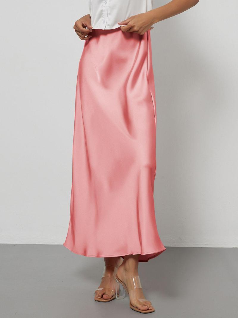 Damen Satin Midi Rock Fließend