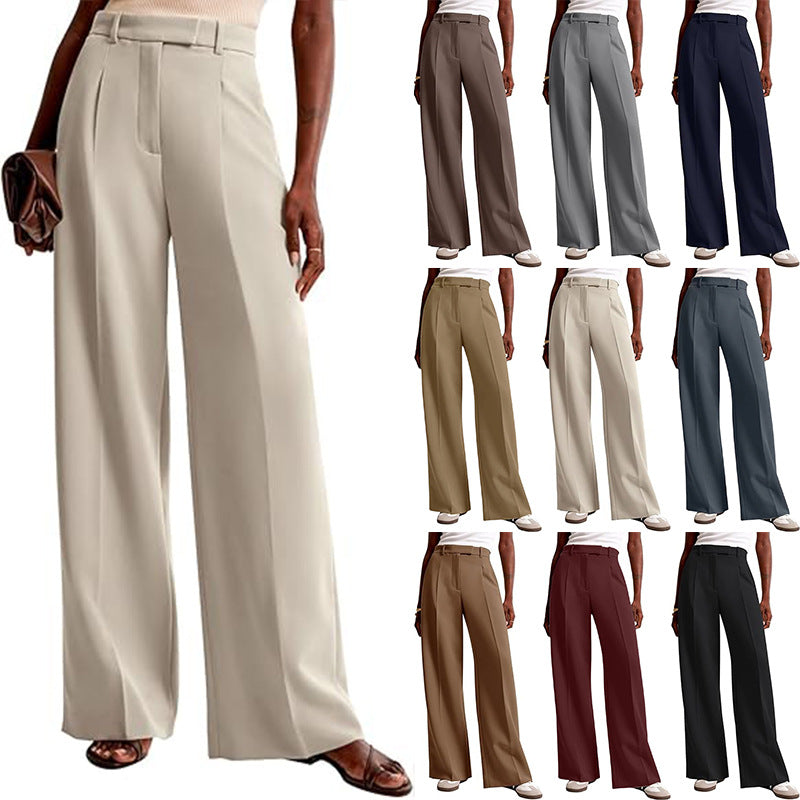 Damen Bundfaltenhose Weites Bein