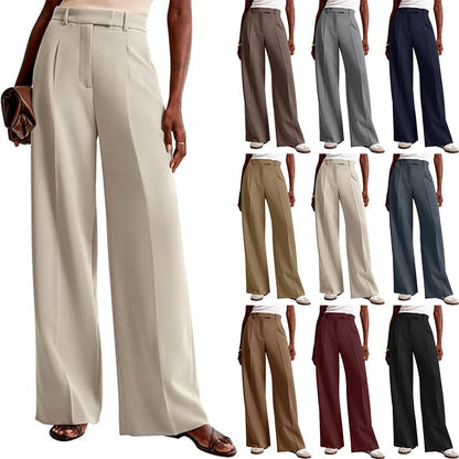 Damen Bundfaltenhose Weites Bein
