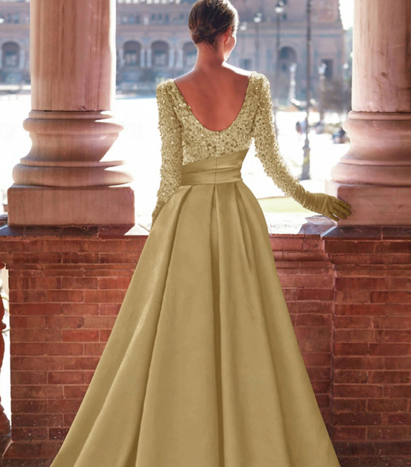 Eveloria Damen Abendkleid Schimmernd V-Ausschnitt Seiden