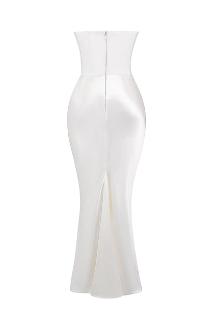 Damen Trägerloses Maxikleid Elegant Lang Feminin