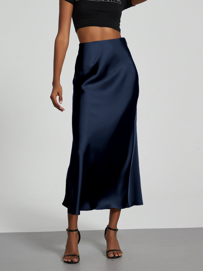 Damen Satin Midi Rock Fließend