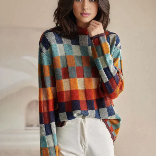 Damen Karierter Langpullover - Eveloria