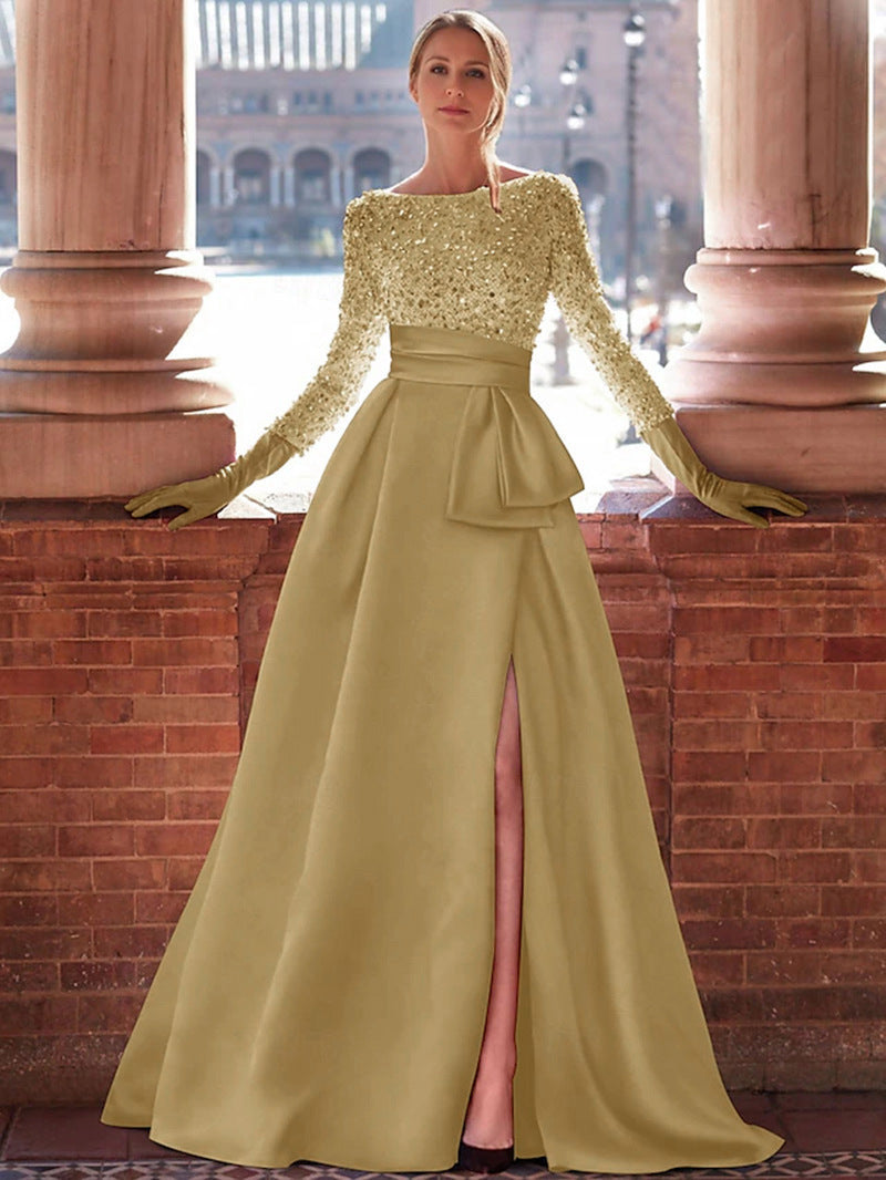 Eveloria Damen Abendkleid Schimmernd V-Ausschnitt Seiden