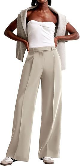 Damen Bundfaltenhose Weites Bein