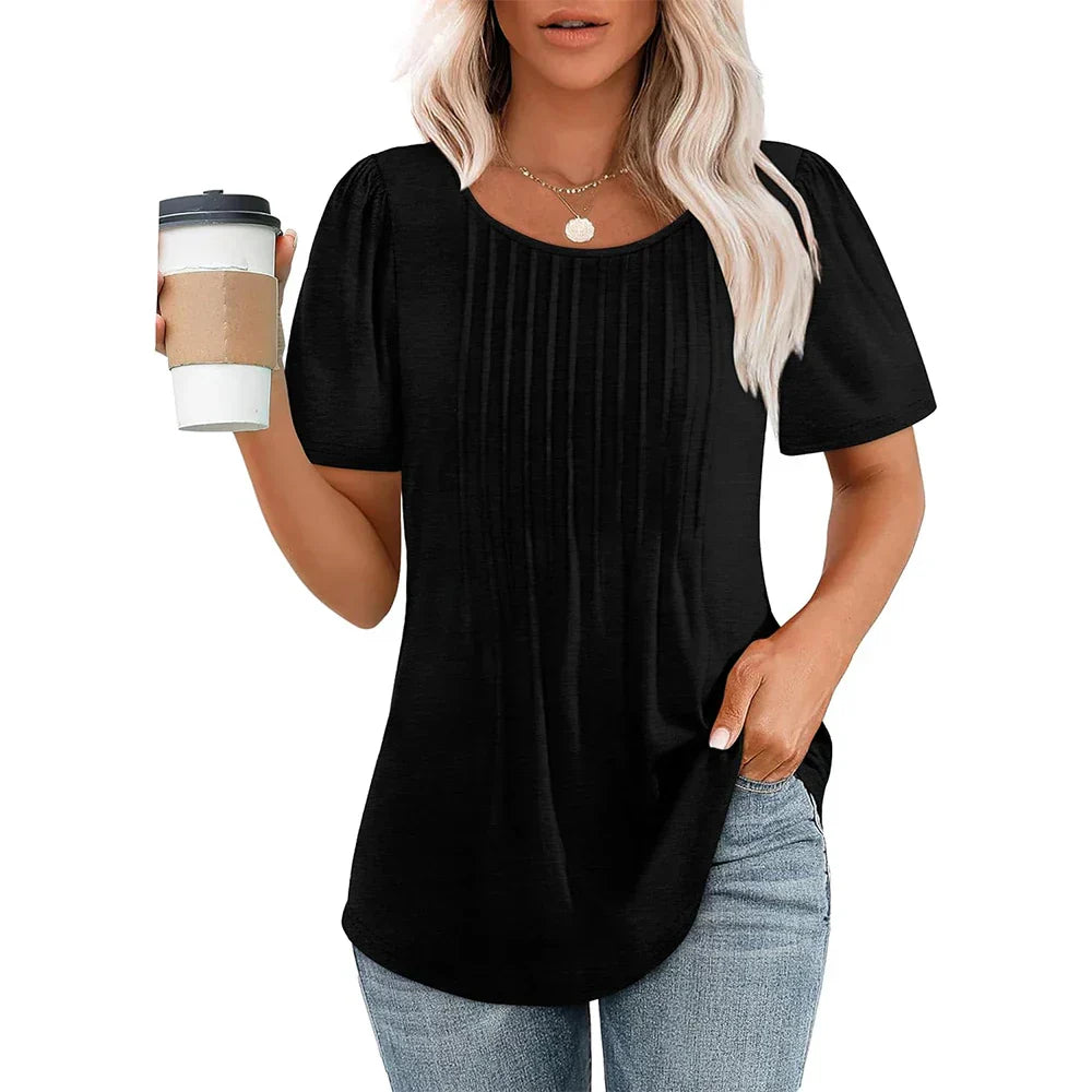 Eveloria Damen Sommer T-Shirt Elegantes Design Weiß