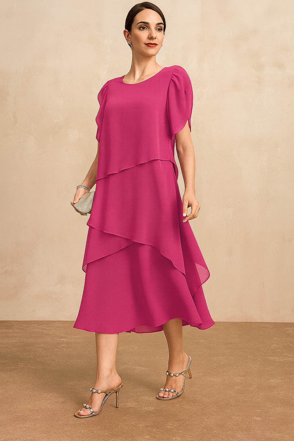 Damen Klassisches Chiffon Kleid Weich