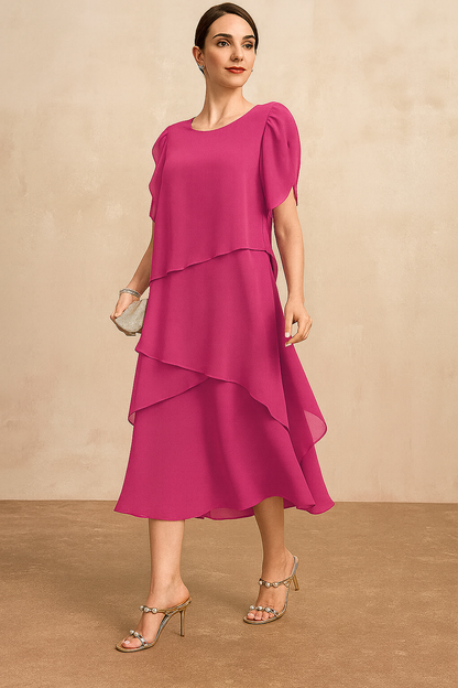 Damen Klassisches Chiffon Kleid Weich Schwarz - Eveloria