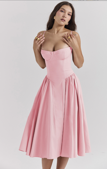 Damen Midikleid mit Taschen Sommerlich Leicht