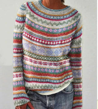 Damen Strickpullover Rundhalsausschnitt Alltag