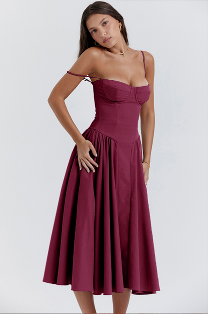 Damen Midikleid mit Taschen Sommerlich Leicht