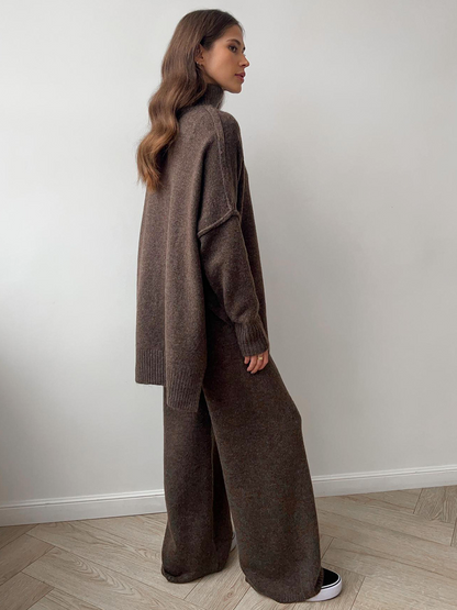 Damen Oversize Strickpullover Lounge-Set Gemütlich