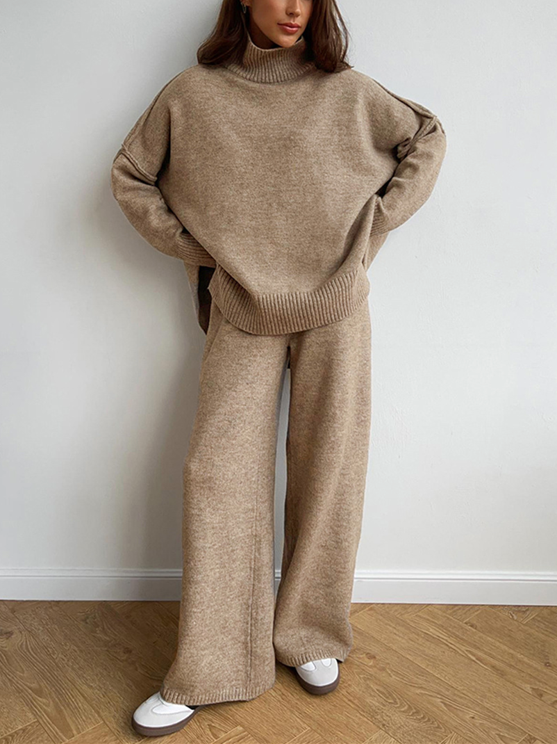 Damen Oversize Strickpullover Lounge-Set Gemütlich - Eveloria