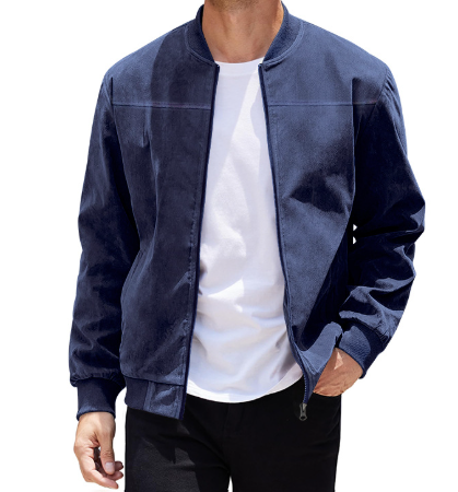 Eveloria Herrenjacke Doppelreißverschluss Leder
