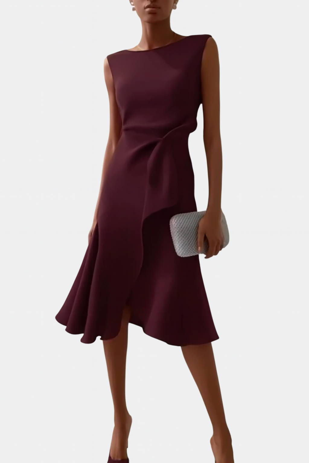 Damen Midikleid Asymmetrisch Drapiert