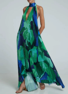 Damen Ärmelloses Maxikleid Plissiert