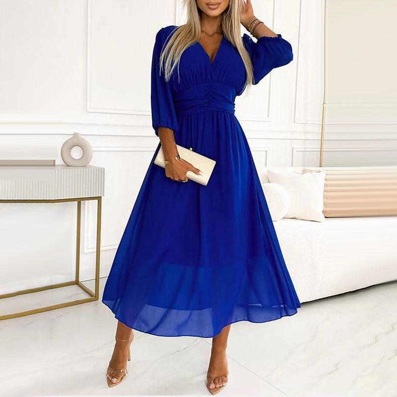 Eveloria Damen Chiffonkleid Seide Leicht