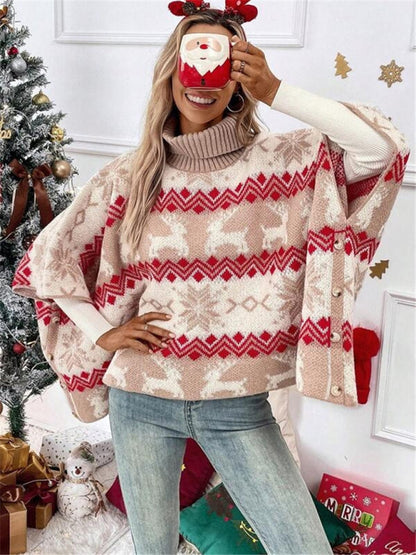 Damen Festlicher Winterstrickpullover Mit Rentiermotiv