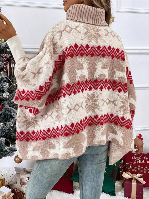 Damen Festlicher Winterstrickpullover Mit Rentiermotiv