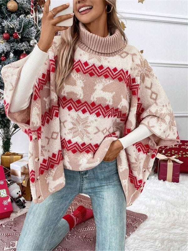 Damen Festlicher Winterstrickpullover Mit Rentiermotiv