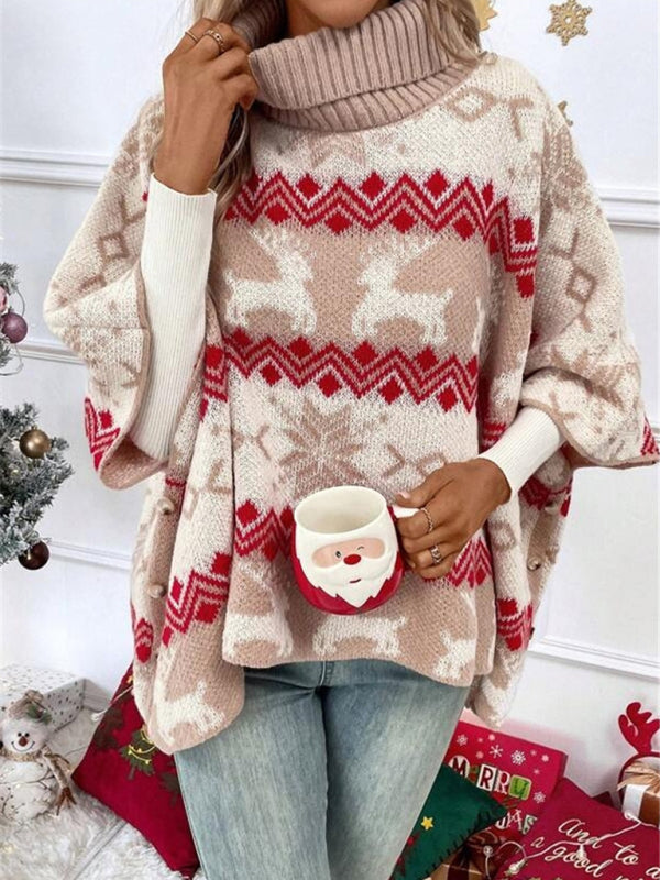 Damen Festlicher Winterstrickpullover Mit Rentiermotiv