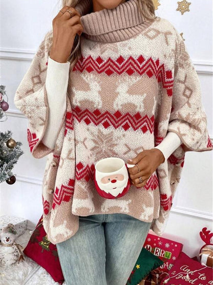 Damen Festlicher Winterstrickpullover Mit Rentiermotiv