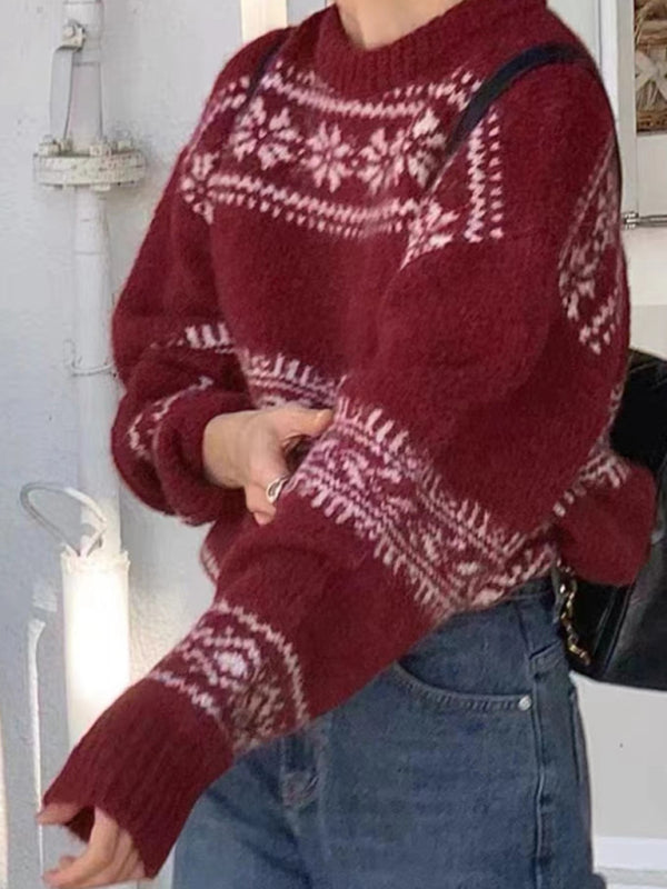 Damen Lässiger Winterpullover Nordisches Muster - Eveloria