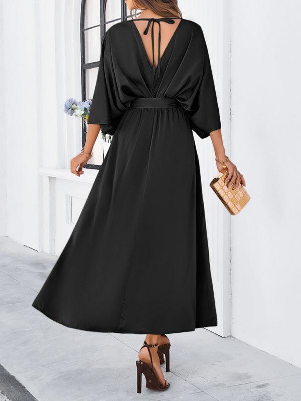 Damen Elegantes V-Ausschnitt Kleid Lockere Form