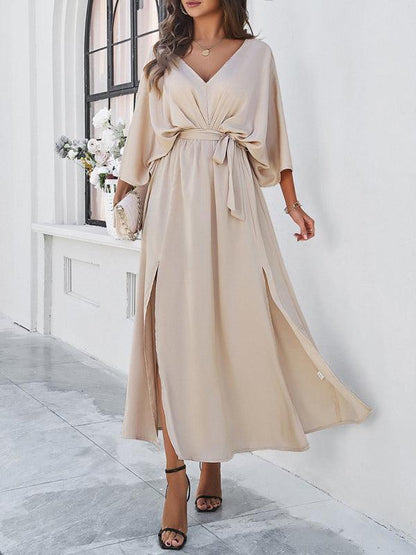 Damen Elegantes V-Ausschnitt Kleid Lockere Form