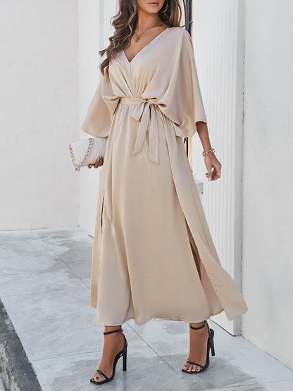Damen Elegantes V-Ausschnitt Kleid Lockere Form