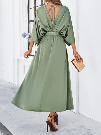 Damen Elegantes V-Ausschnitt Kleid Lockere Form