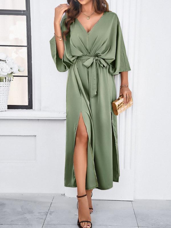 Damen Elegantes V-Ausschnitt Kleid Lockere Form