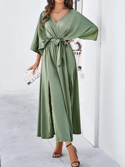 Damen Elegantes V-Ausschnitt Kleid Lockere Form