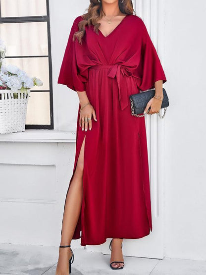 Damen Elegantes V-Ausschnitt Kleid Lockere Form