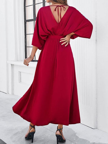 Damen Elegantes V-Ausschnitt Kleid Lockere Form