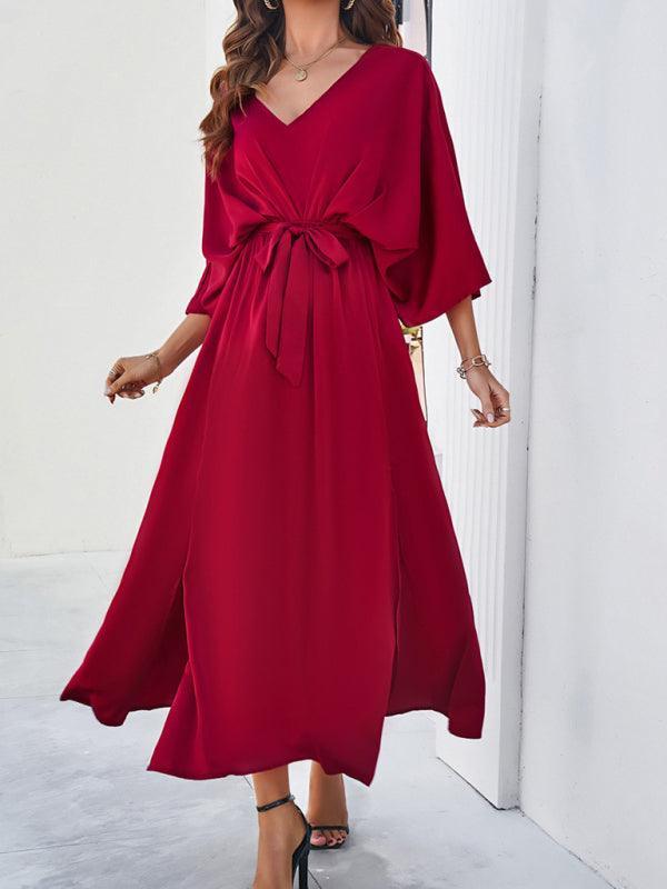 Damen Elegantes V-Ausschnitt Kleid Lockere Form