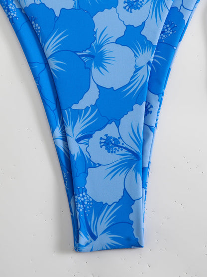 Eveloria Damen Halterneck-Bikini Blumenmuster