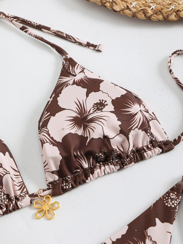 Eveloria Damen Halterneck-Bikini Blumenmuster