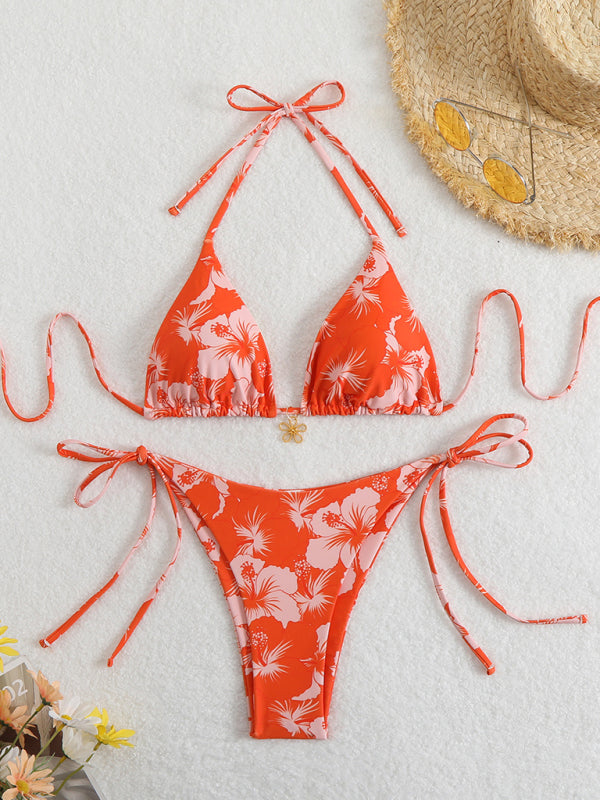 Eveloria Damen Halterneck-Bikini Blumenmuster