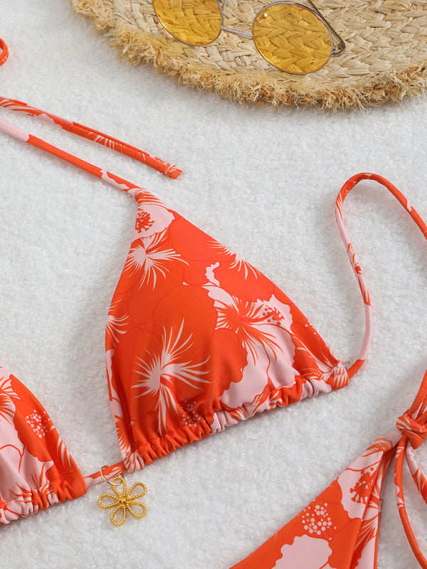 Eveloria Damen Halterneck-Bikini Blumenmuster