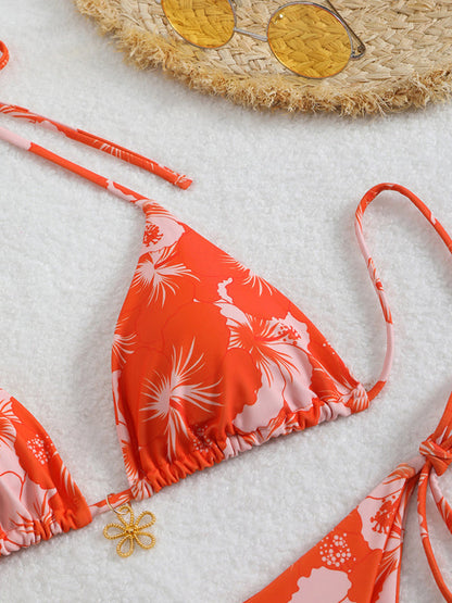 Eveloria Damen Halterneck-Bikini Blumenmuster